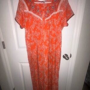Elegant Orange Floral Women's Nightgown